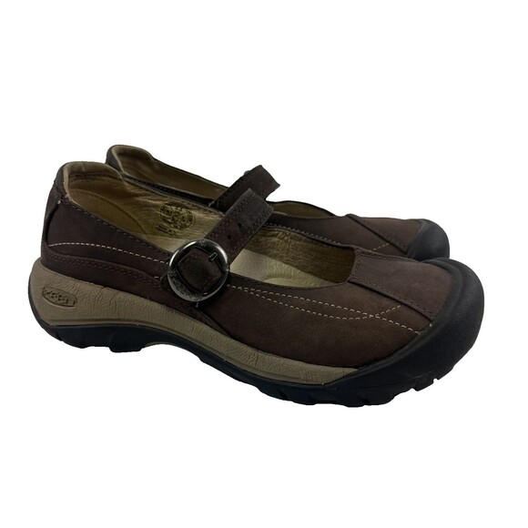 Keen Toyah Mary Jane Flats Brown Leather Buckle Strap Comfort Active Womens 5.5 - Picture 1 of 12